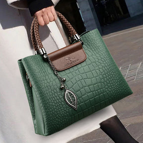 bags : Luxe Leren Handtas Dames Groen - Tijdloos Chique Design - Echt Leer in van Pantino