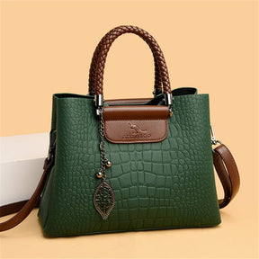 bags : Luxe Leren Handtas Dames Groen - Tijdloos Chique Design - Echt Leer in Groen van Pantino