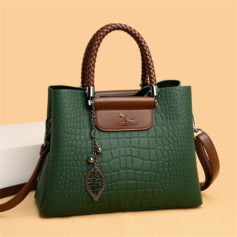 bags : Luxe Leren Handtas Dames Groen - Tijdloos Chique Design - Echt Leer in Groen van Pantino