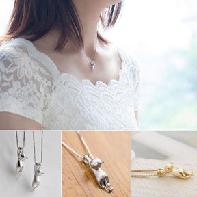 Necklace : Prachtige Ketting met Kattenhanger - Zilver in van Pantino