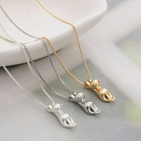 Necklace : Prachtige Ketting met Kattenhanger - Zilver in van Pantino