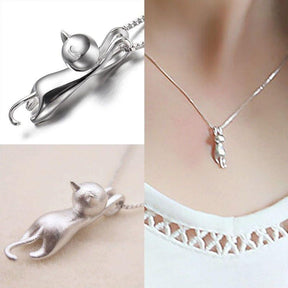 Necklace : Prachtige Ketting met Kattenhanger - Zilver in van Pantino