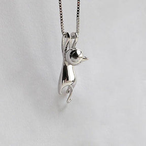 Necklace : Prachtige Ketting met Kattenhanger - Zilver in Zilver van Pantino