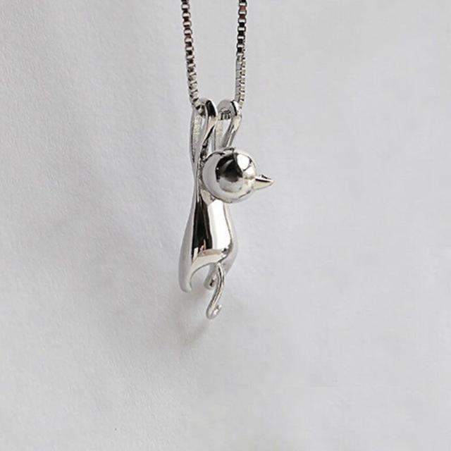 Necklace : Prachtige Ketting met Kattenhanger - Zilver in Zilver van Pantino