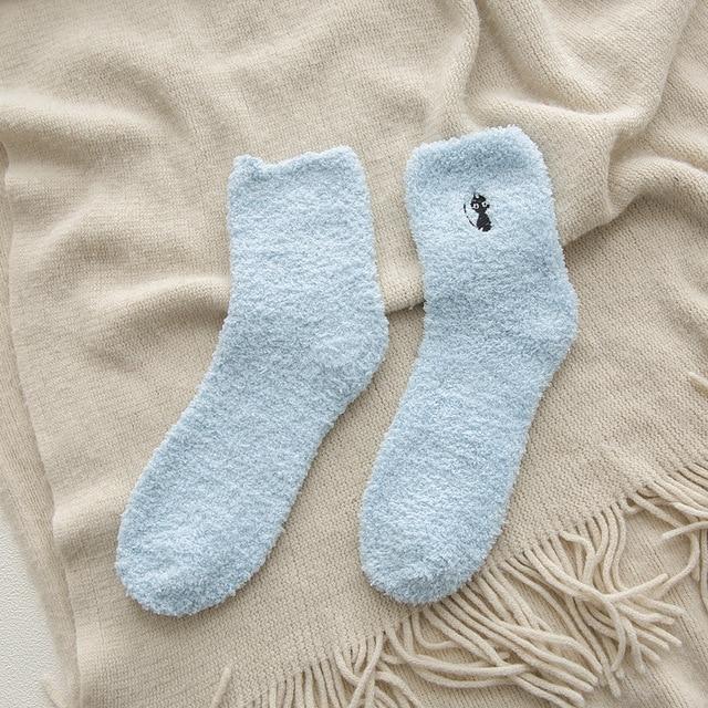 Socks : Gezellige Katoenen Sokken Honden Katten - Mintgroen - Kat in Babyblauw - Kat van Pantino
