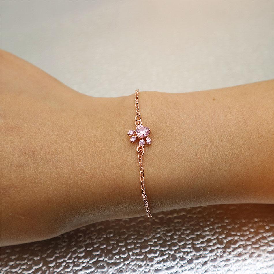 Bracelet : Armband met Pootafdruk van Rozenkwarts Honden Zilver in van Pantino