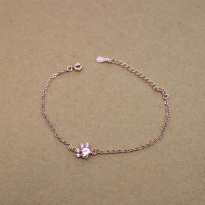 Bracelet : Armband met Pootafdruk van Rozenkwarts Honden Zilver in van Pantino