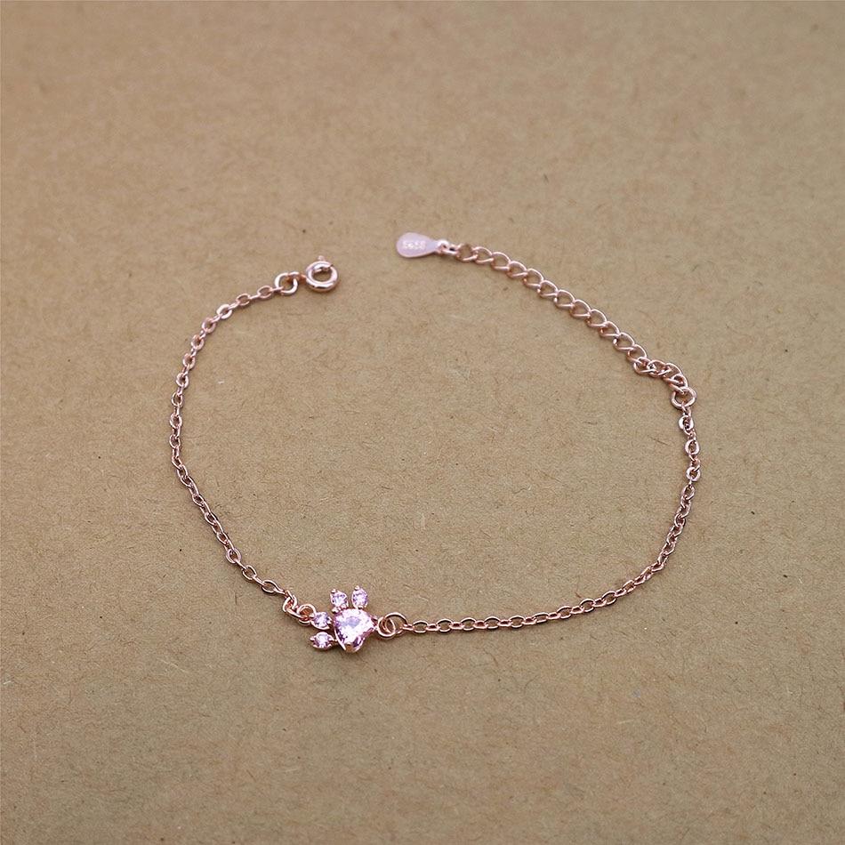 Bracelet : Armband met Pootafdruk van Rozenkwarts Honden Zilver in van Pantino