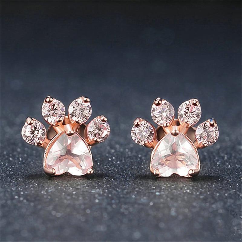 Earrings : Oorbellen Roségoud - Rozekwarts Kattenpoot - Set van 1 Paar in van Pantino