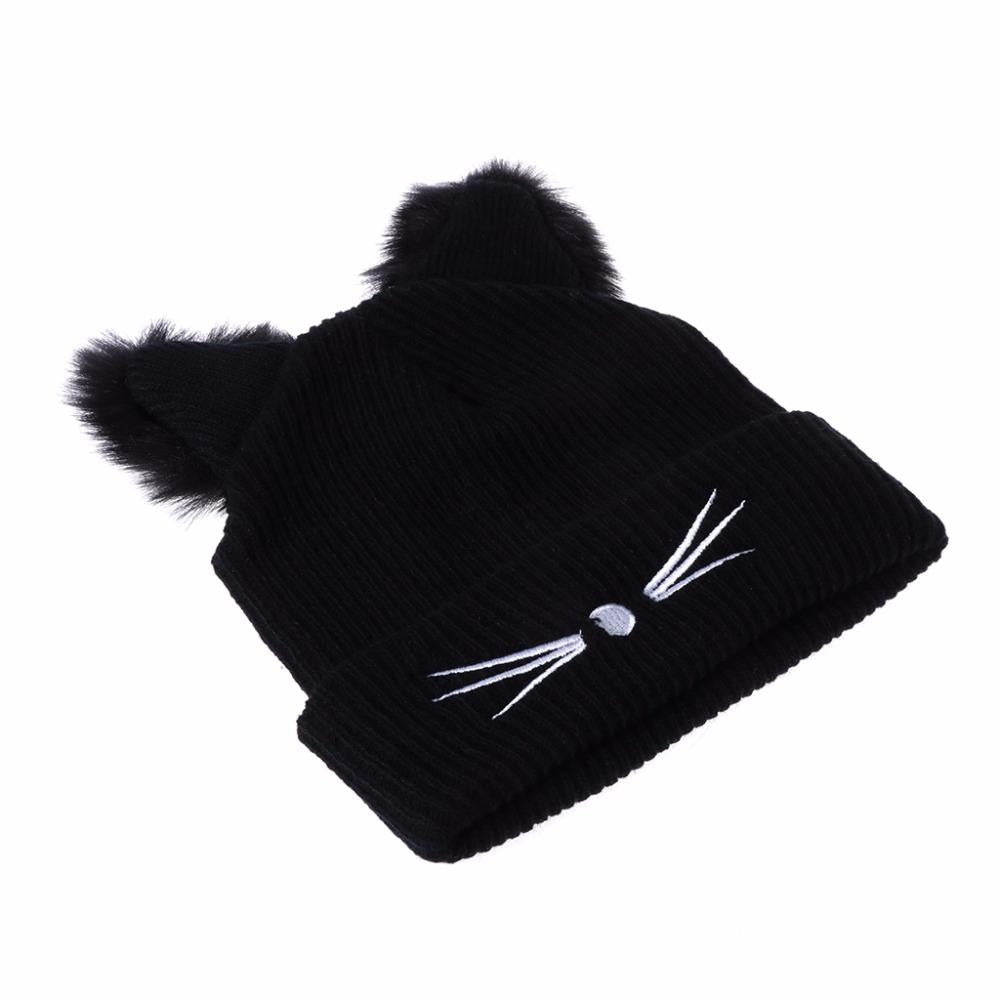 Beanie : Gebreide Muts met Kattendesign in van Pantino