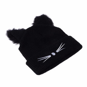 Beanie : Gebreide Muts met Kattendesign in van Pantino