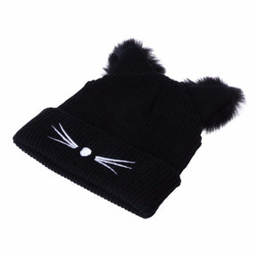 Beanie : Gebreide Muts met Kattendesign in van Pantino