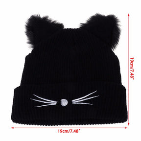 Beanie : Gebreide Muts met Kattendesign in van Pantino