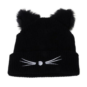 Beanie : Gebreide Muts met Kattendesign in Default Title van Pantino