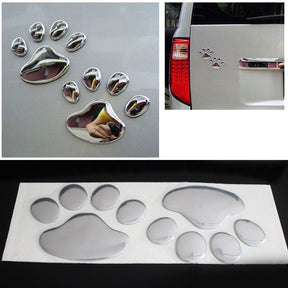 pets : 3D Auto Poot Sticker Honden - Zilver in van Pantino
