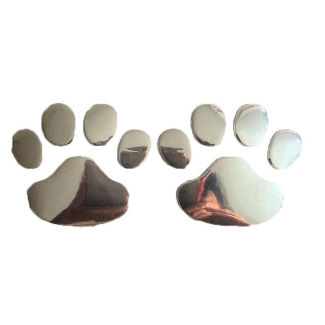 pets : 3D Auto Poot Sticker Honden - Zilver in Zilver van Pantino
