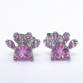 Earrings : Oorbellen Roségoud - Rozekwarts Kattenpoot - Set van 1 Paar in Zilver van Pantino