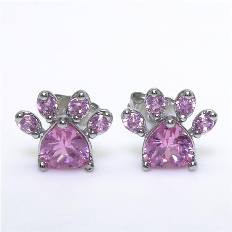 Earrings : Oorbellen Roségoud - Rozekwarts Kattenpoot - Set van 1 Paar in Zilver van Pantino