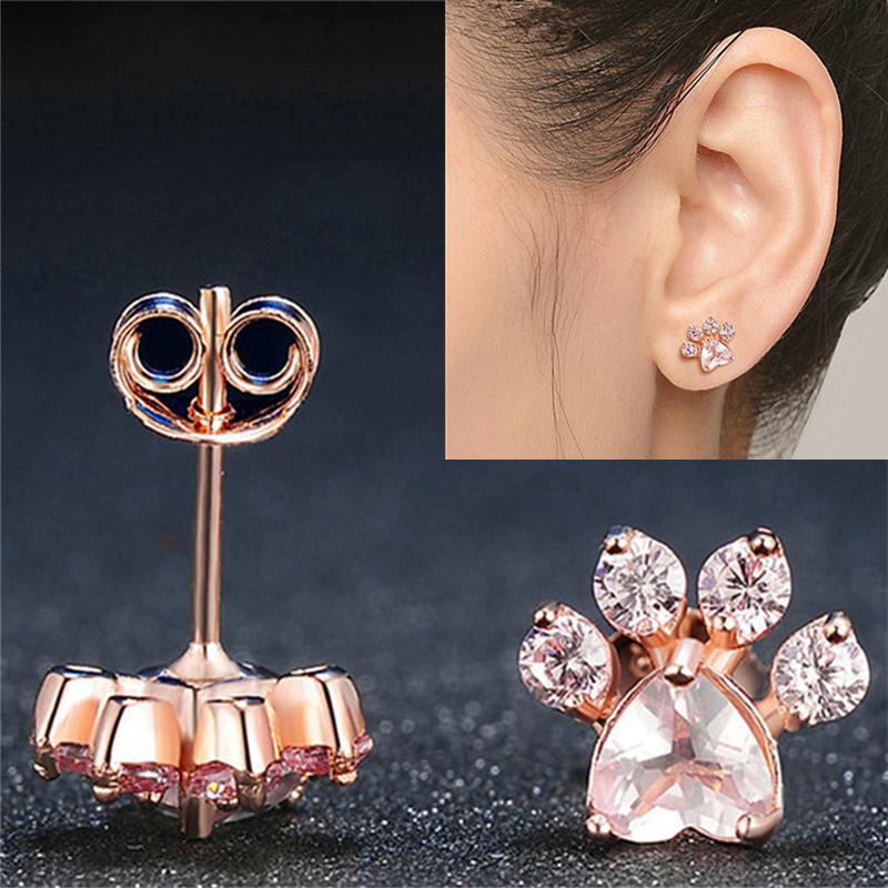 Earrings : Oorbellen Roségoud - Rozekwarts Kattenpoot - Set van 1 Paar in van Pantino
