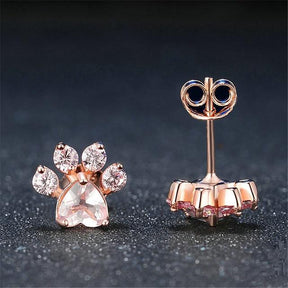 Earrings : Oorbellen Roségoud - Rozekwarts Kattenpoot - Set van 1 Paar in van Pantino