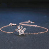 Rose Quartz Paw Print Bracelet Dogs Silver