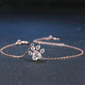 Bracelet : Armband met Pootafdruk van Rozenkwarts Honden Zilver in van Pantino