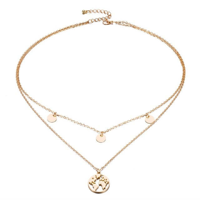 Necklace : Wereldbol Ketting Deluxe - Goudkleurig in Goudkleurig van Pantino