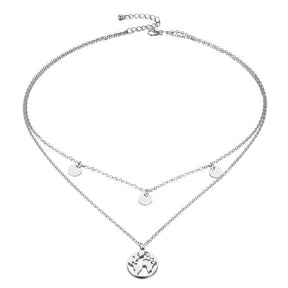 Necklace : Wereldbol Ketting Deluxe - Goudkleurig in Zilverkleurig van Pantino
