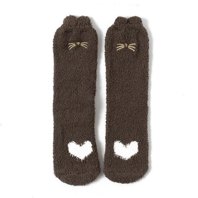 Socks : Gezellige Katoenen Sokken Honden Katten - Mintgroen - Kat in Bruin - Dierenliefde van Pantino