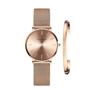 Watch : Hannah Martin zilverkleurig roestvrijstalen dameshorloge - elegante, trendy Milanese mesh-armband in Of roos van Pantino