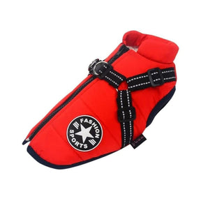 pets : PupSkiPro - Waterdicht Jacket Harnas - Blauw in Rood van Pantino