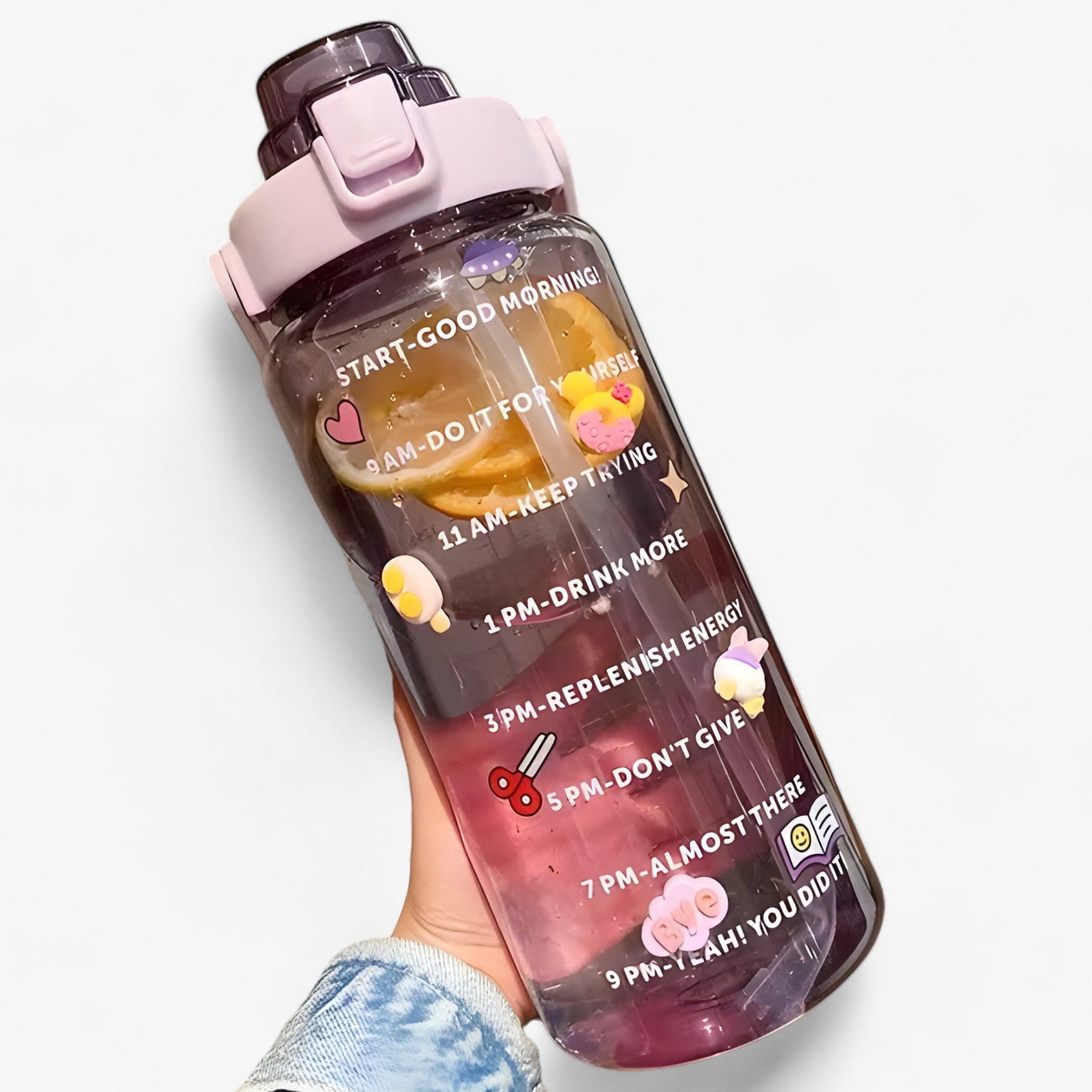 other : HydroMax - Grote Waterfles - Grote Capaciteit voor Hydratatie de Hele Dag door in 2L 3D Sticker Violet van Pantino
