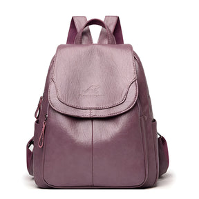 bags : Vintage Boekentas Dames - Retro Leren Schooltas Design - PU-Leer in Lila van Pantino