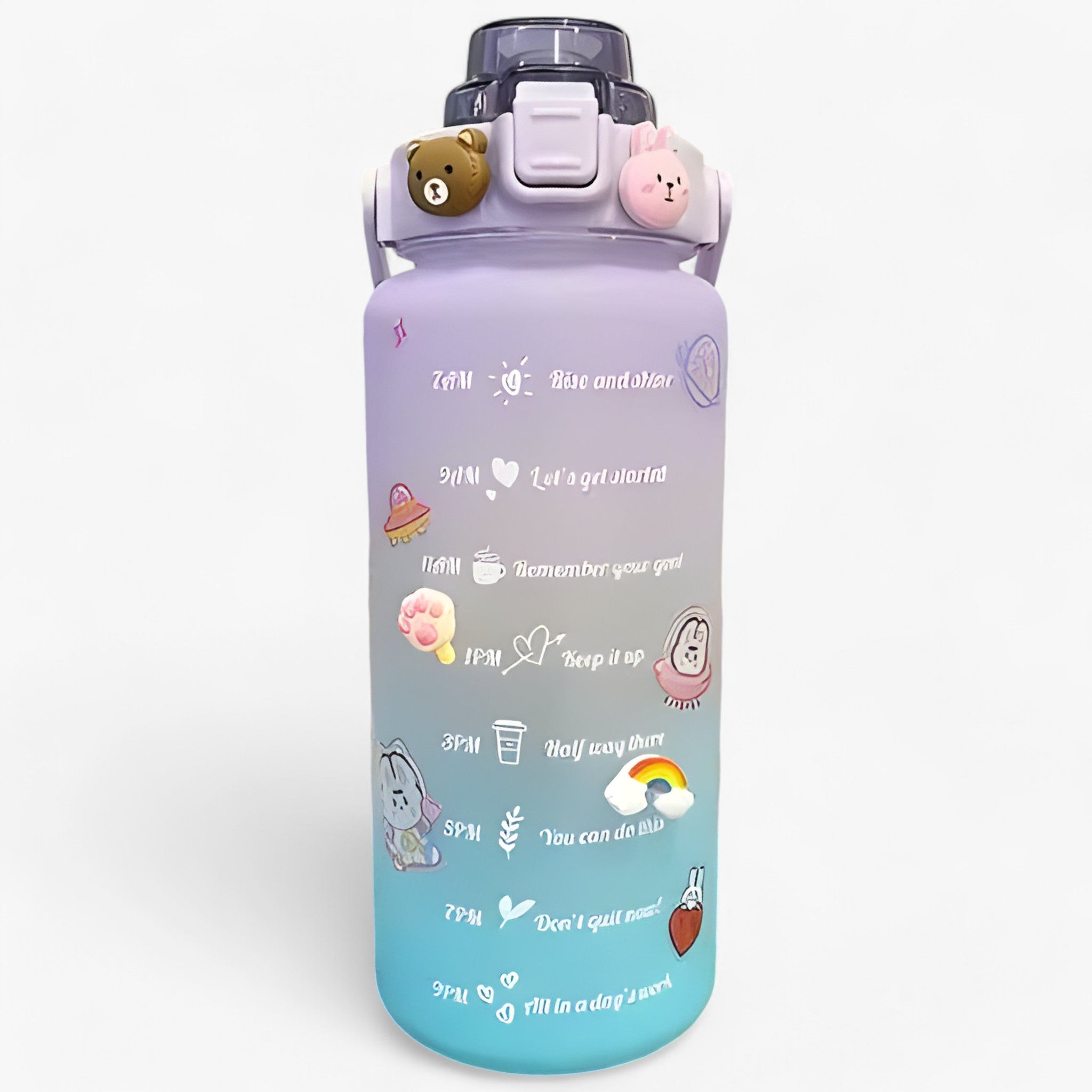 other : HydroMax - Grote Waterfles - Grote Capaciteit voor Hydratatie de Hele Dag door in 2L 3D Sticker Violet Groen van Pantino