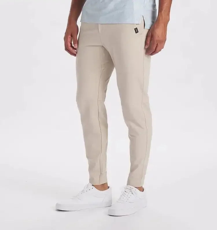 Pants : Victor Stretch Slang Zwart in Beige van Pantino