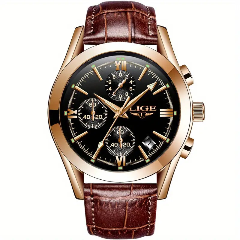 watches : Horloge Roos Goud Zwart - QuartzWatch - Luxueus Militair in Roos Goud Zwart van Pantino