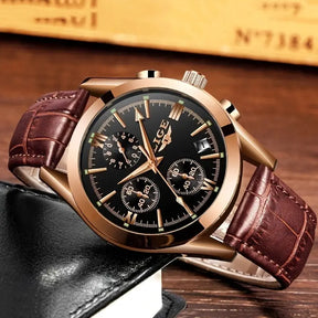 watches : Horloge Roos Goud Zwart - QuartzWatch - Luxueus Militair in van Pantino