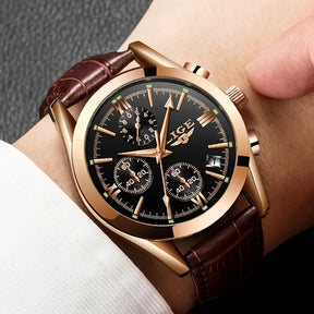 watches : Horloge Roos Goud Zwart - QuartzWatch - Luxueus Militair in van Pantino