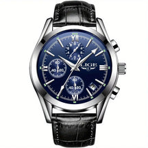 watches : Horloge Roos Goud Zwart - QuartzWatch - Luxueus Militair in Zilverblauw van Pantino