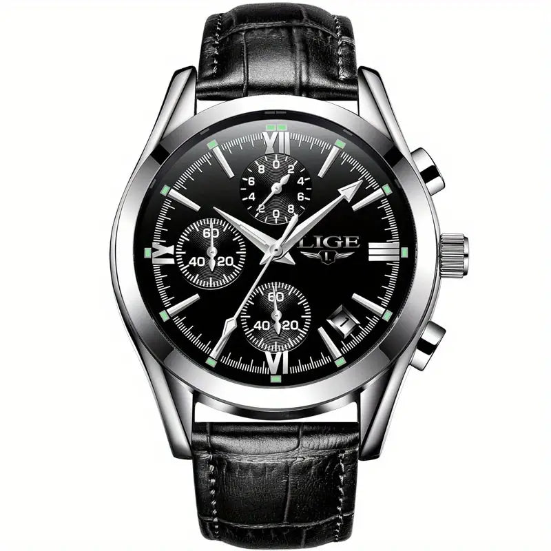 watches : Horloge Roos Goud Zwart - QuartzWatch - Luxueus Militair in Zilverzwart van Pantino