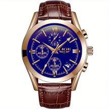 watches : Horloge Roos Goud Zwart - QuartzWatch - Luxueus Militair in Roze Goudblauw van Pantino