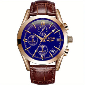watches : Horloge Roos Goud Zwart - QuartzWatch - Luxueus Militair in Roze Goudblauw van Pantino