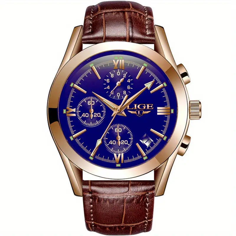 watches : Horloge Roos Goud Zwart - QuartzWatch - Luxueus Militair in Roze Goudblauw van Pantino