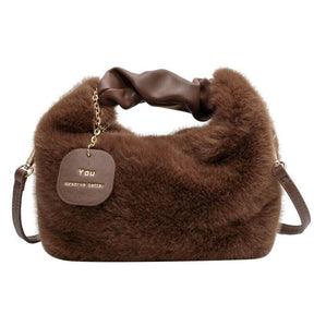 Tassen : Fluffy Crossbody Tas - Licht Bruin in Donker Bruin van Pantino