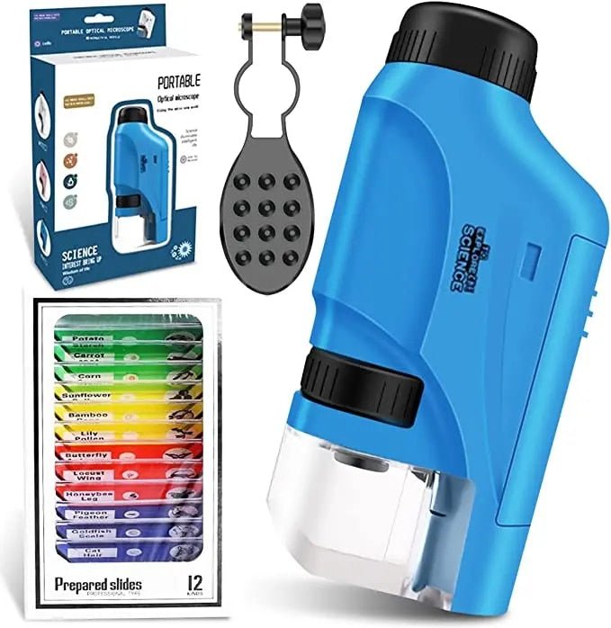 gadgets : PocketScope - Moedig Nieuwsgierigheid aan met de Draagbare Microscoop voor Jonge Ontdekkingsreizigers - Wit in Blauw van Pantino