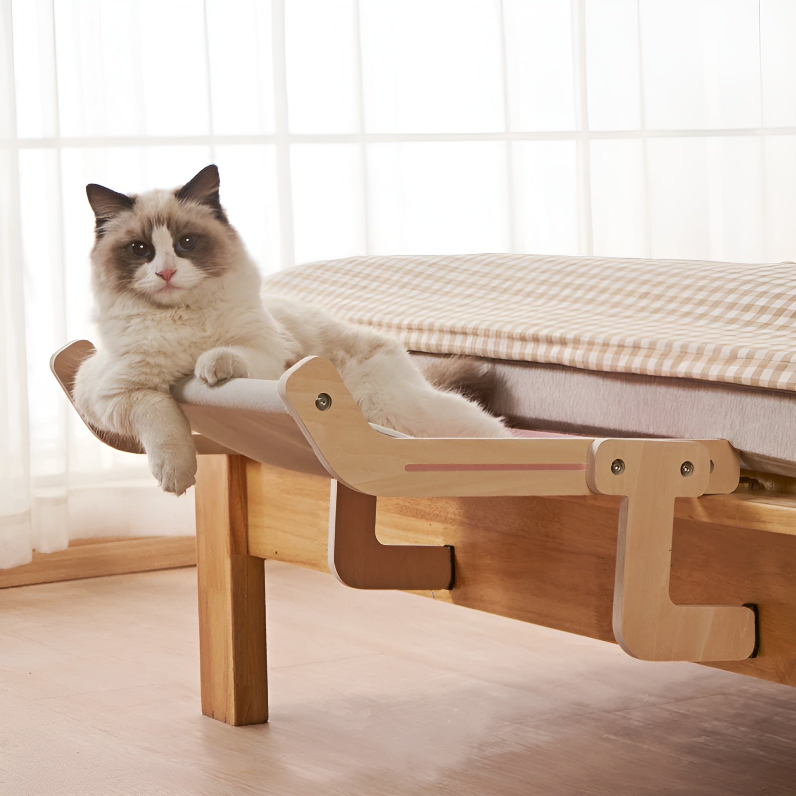pets : Katten Hangmat - Elegant Houten Wandmontage Bed - Hout in van Pantino