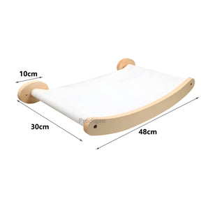 pets : Kattenklimplank Wandmontage - Krabpaal Instinct Training - Hout in Witte Kattenhangmat van Pantino