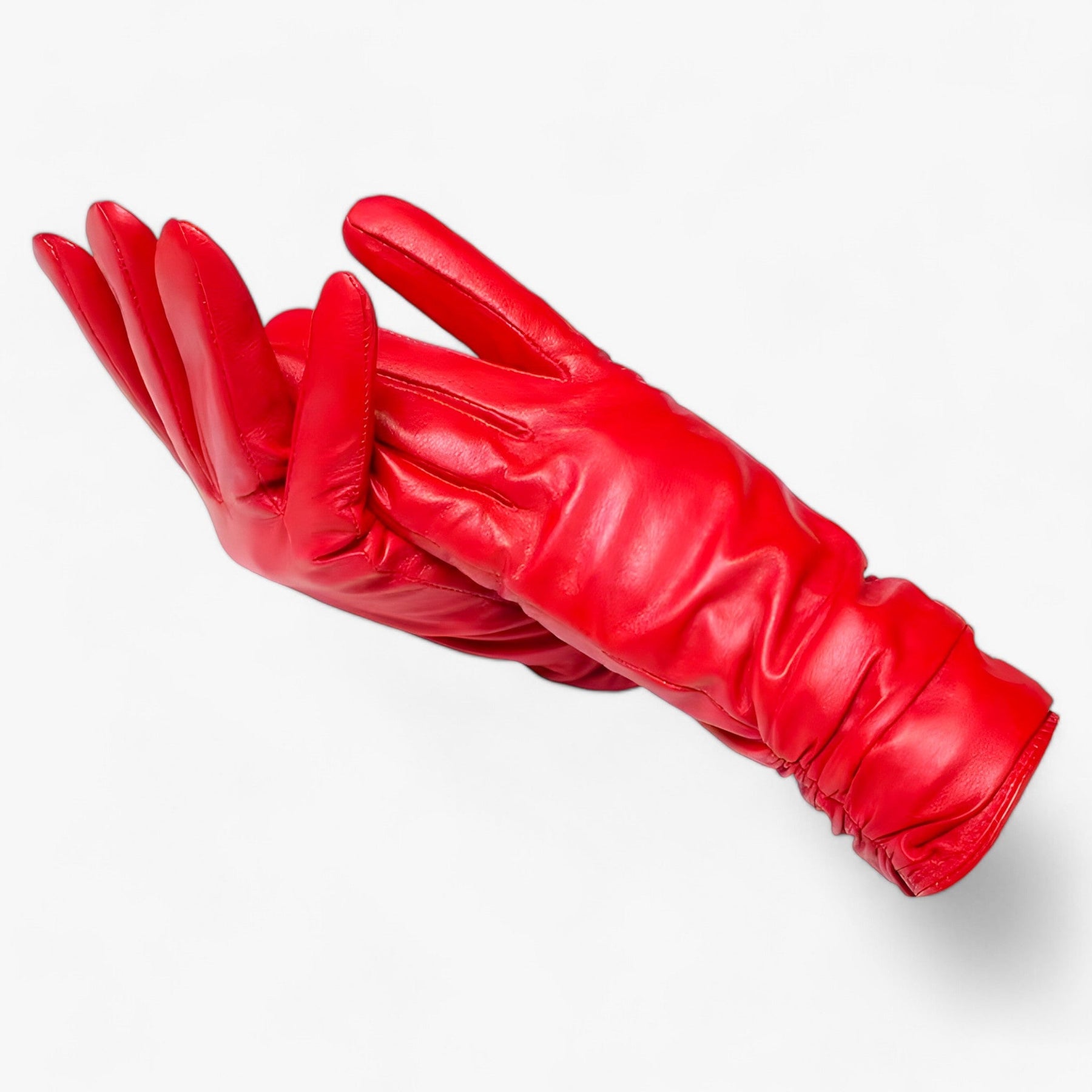 Sheepskin Gloves : Schapenvellen Handschoenen voor Vrouwen Dames - K Klasiek Stijl en Winterbescherming - Blauw Lac in Rood van Pantino