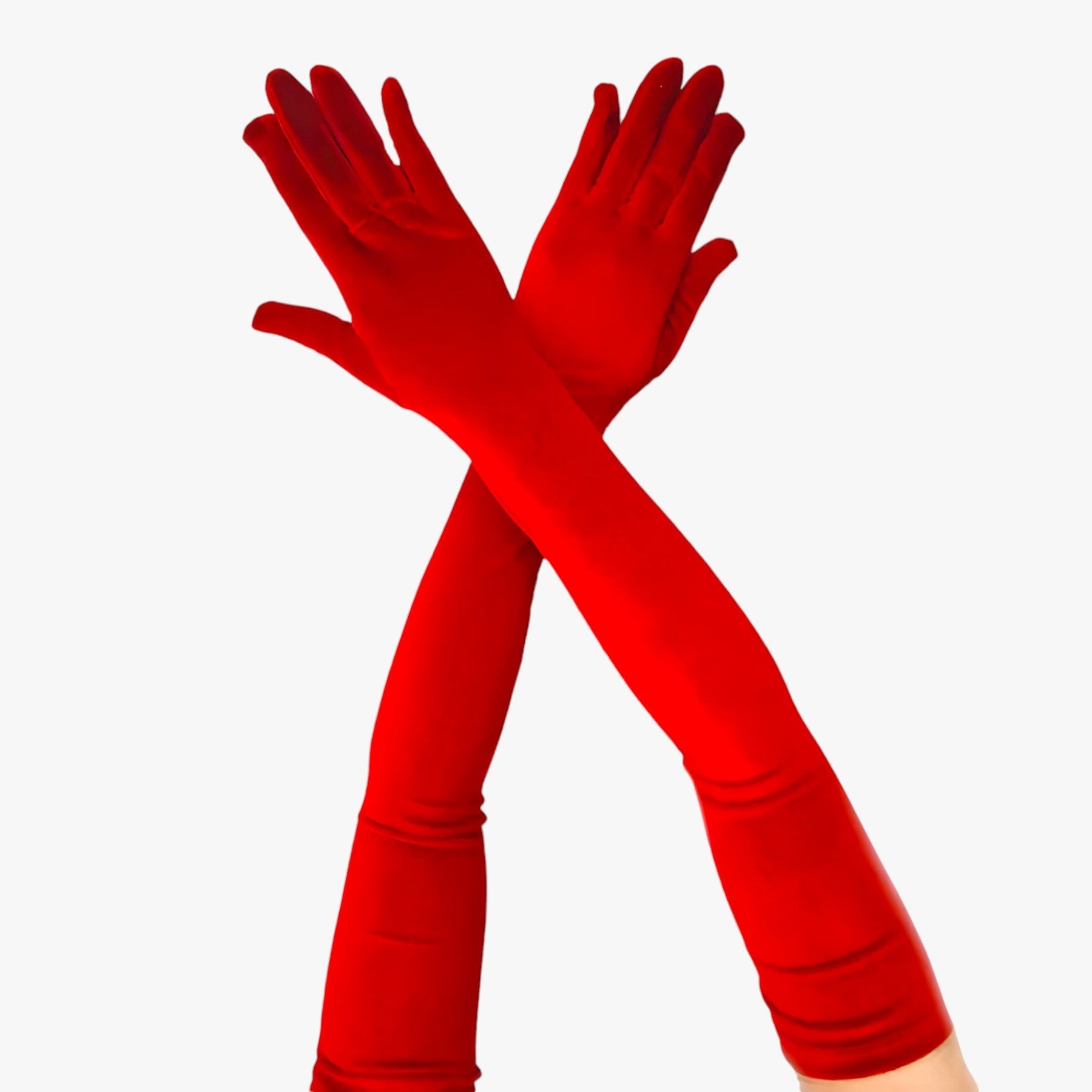 Gloves : Handschoenen Dames Rood 44cm - Velours - Elegante Retro-Stijl en Warmte in Rood 65cm Eén maat van Pantino