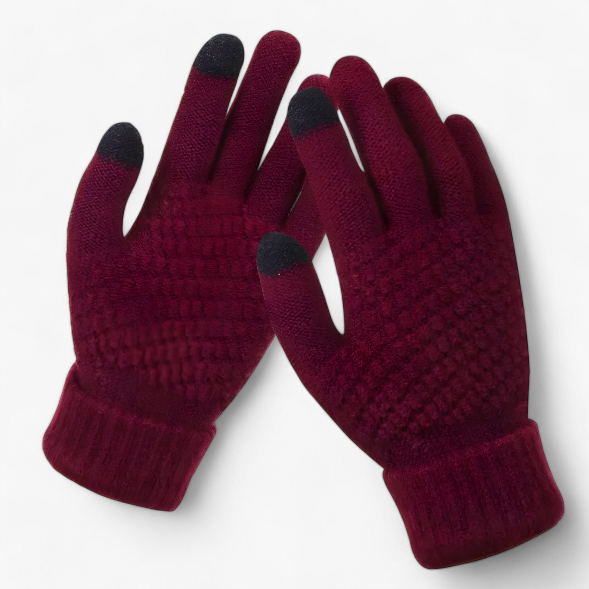 Gloves : Kunststof Handschoenen - Volledige Vinger Snit en Griprand voor de Winter - Khaki in bordeauxrood Één maat van Pantino